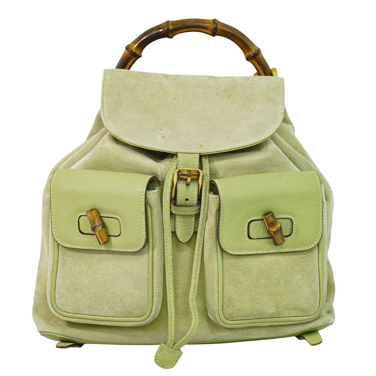 本物 グッチ GUCCI バンブー リュックサック バックパック スエード