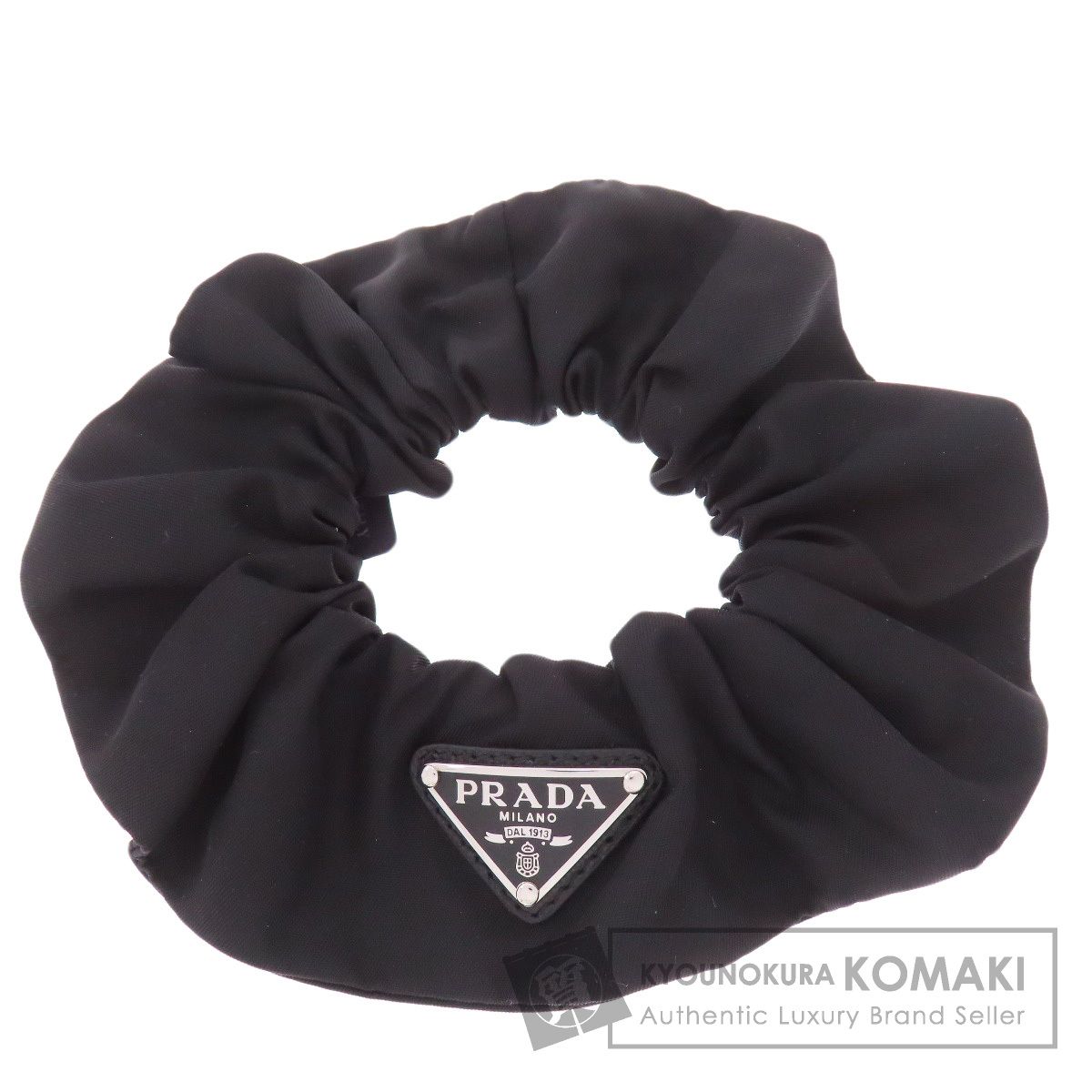PRADA プラダ シュシュ ロゴ金具 ヘアアクセサリー ナイロン