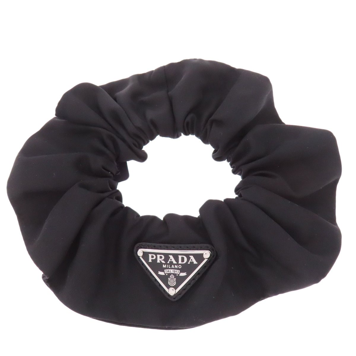 プラダ　ナイロンシュシュ PRADA プラダ シュシュ ロゴ金具 ヘアアクセサリー ナイロン