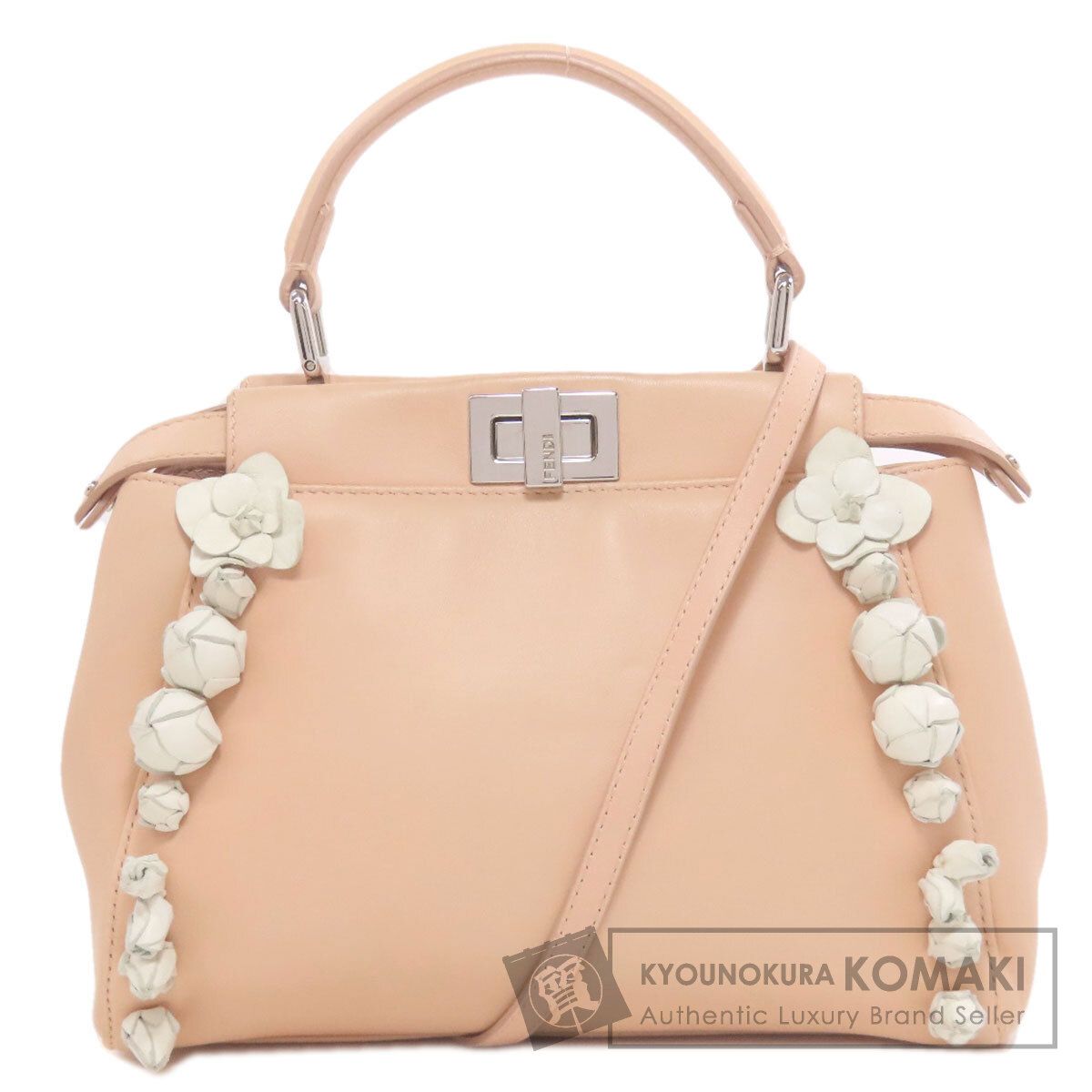 FENDI フェンディ ピーカブーミニ フラワー 2WAY ハンドバッグ カーフ 