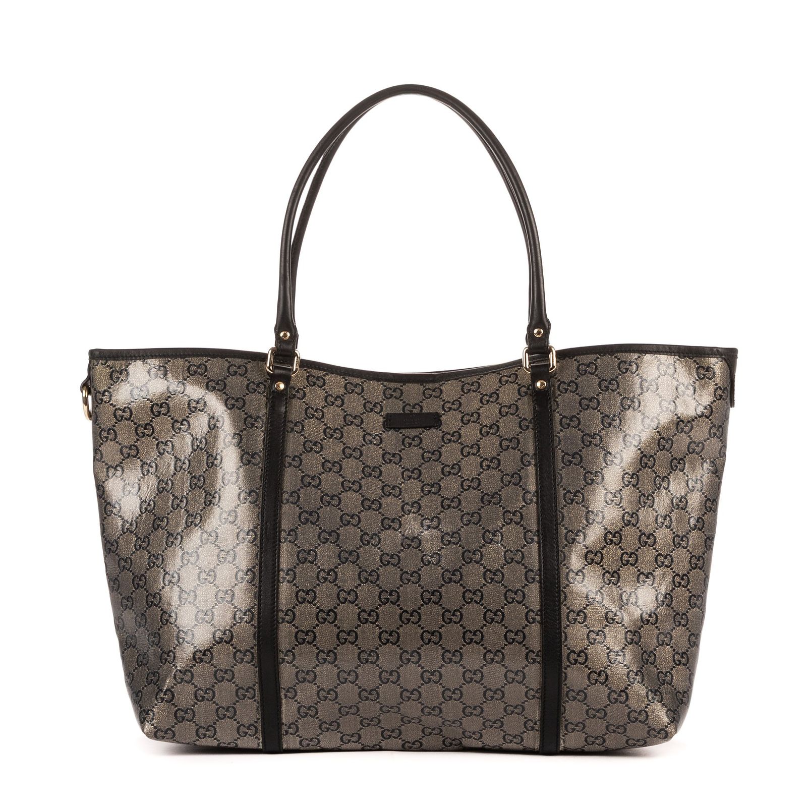 中古] GUCCI グッチ2WAY トートバッグ銀、黒クリスタルPVCキャンバスA