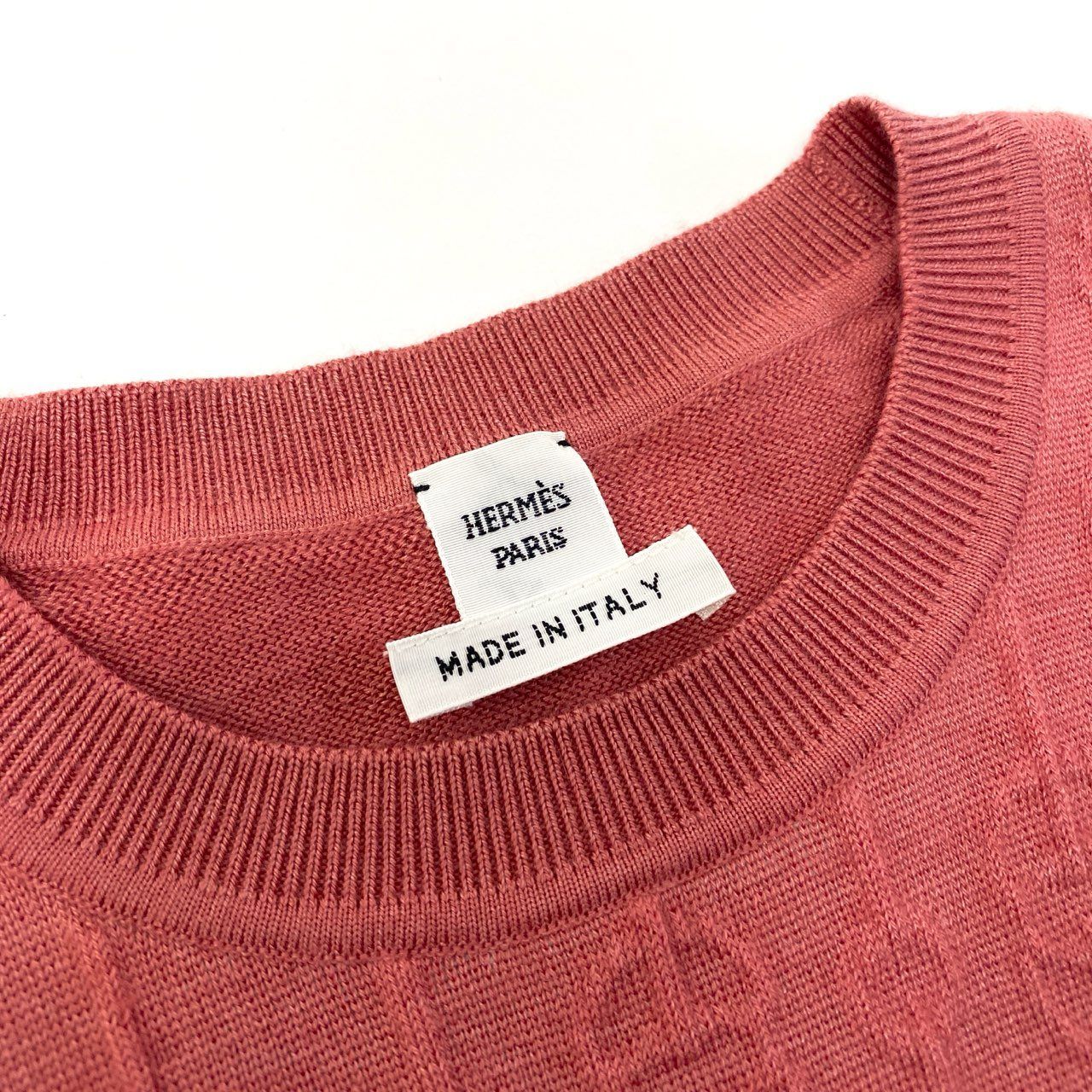 32a29 HERMES エルメス 半袖ニットセーター トップス エンボス加工