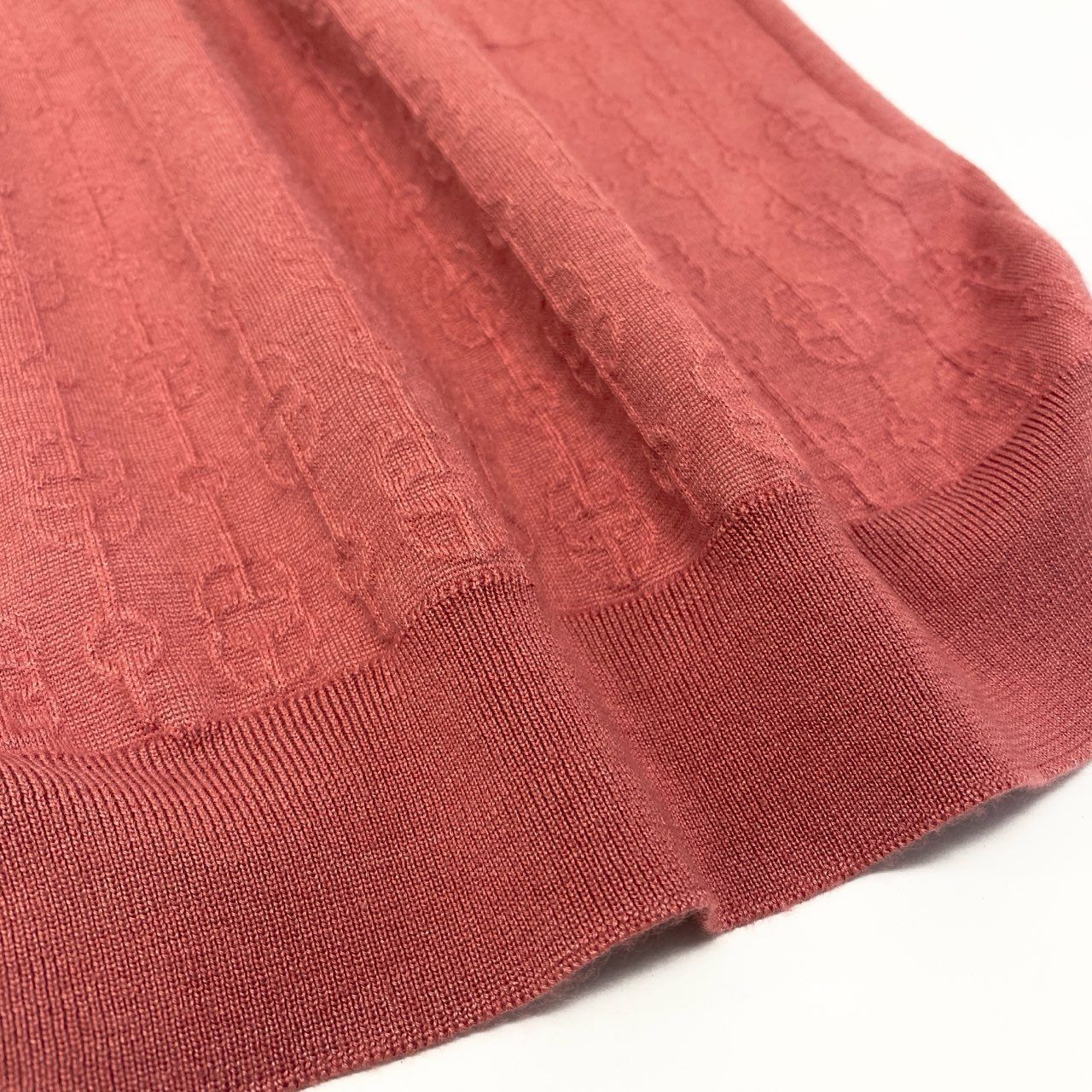 32a29 HERMES エルメス 半袖ニットセーター トップス エンボス加工