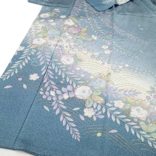 辻が花 絞り 天目染め 紋意匠 訪問着 正絹 袷 金彩 水色 青 紫 1364 辻が花 絞り 天目染め 紋意匠 訪問着 正絹 袷 金彩 水色 青 紫 1364