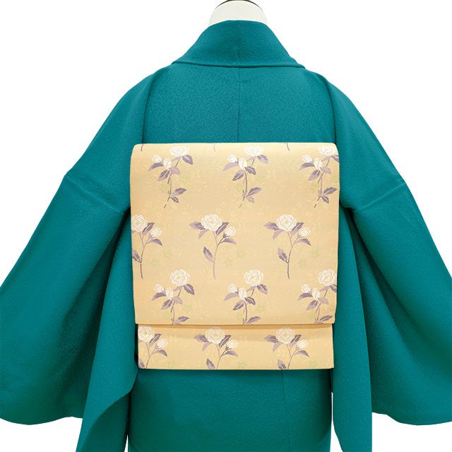 ⭐️美品⭐️京都西陣織　九寸名古屋帯　花織　全通　正絹　証紙付き ⭐️美品⭐️京都西陣織 九寸名古屋帯 花織 全通 正絹 証紙付き 楽天