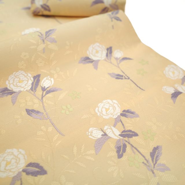 未使用近い　美品　袷　正絹　縮緬　小紋　フルセット　西陣プラチナ箔名古屋帯 なごみや 名古屋帯 正絹 袷用 日本製 西陣織 九寸名古屋帯 有職文様 六