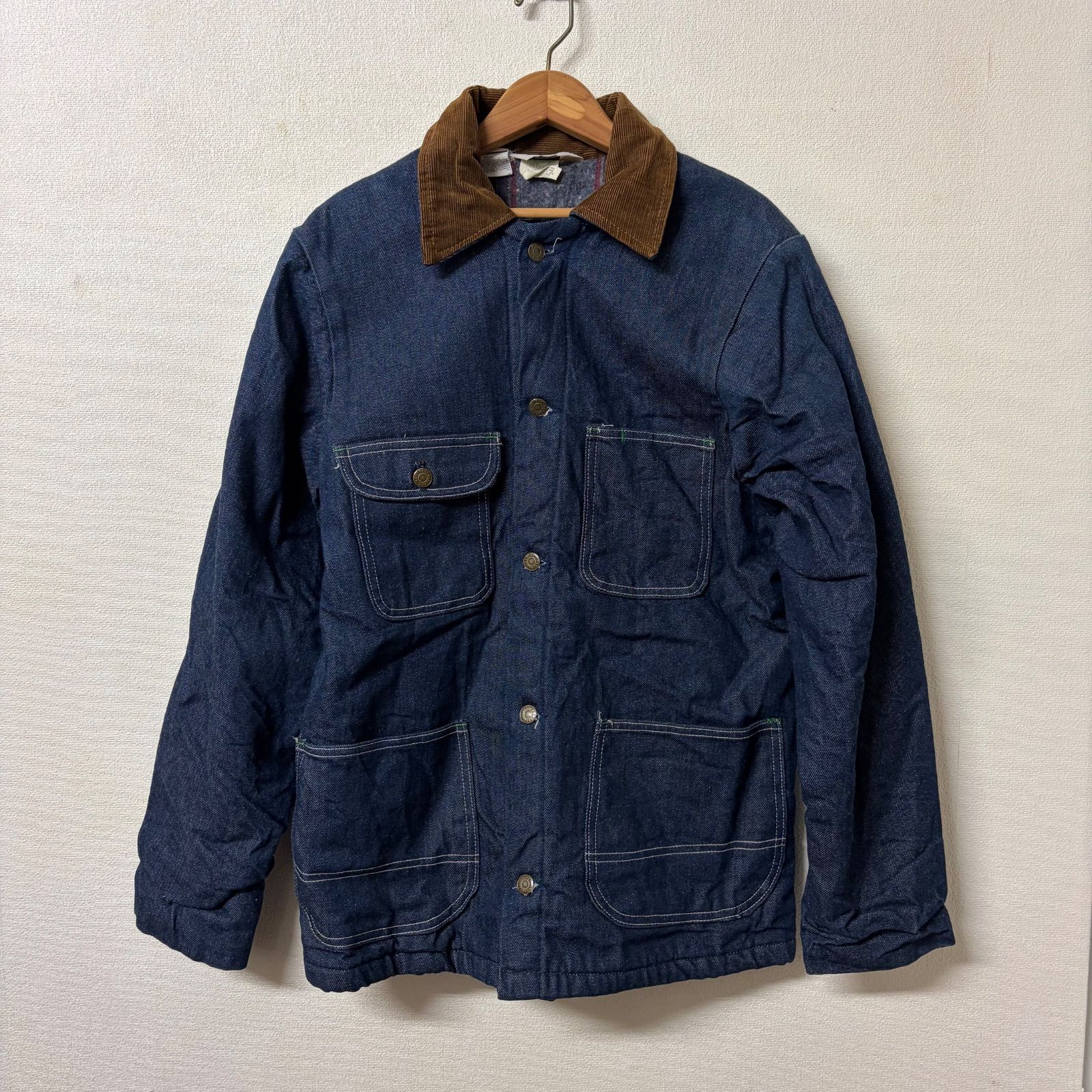 h*e様 KEY デニムカバーオール コーデュロイ襟付き KEY デニム カバーオール ワークジャケット ブランケットライナー