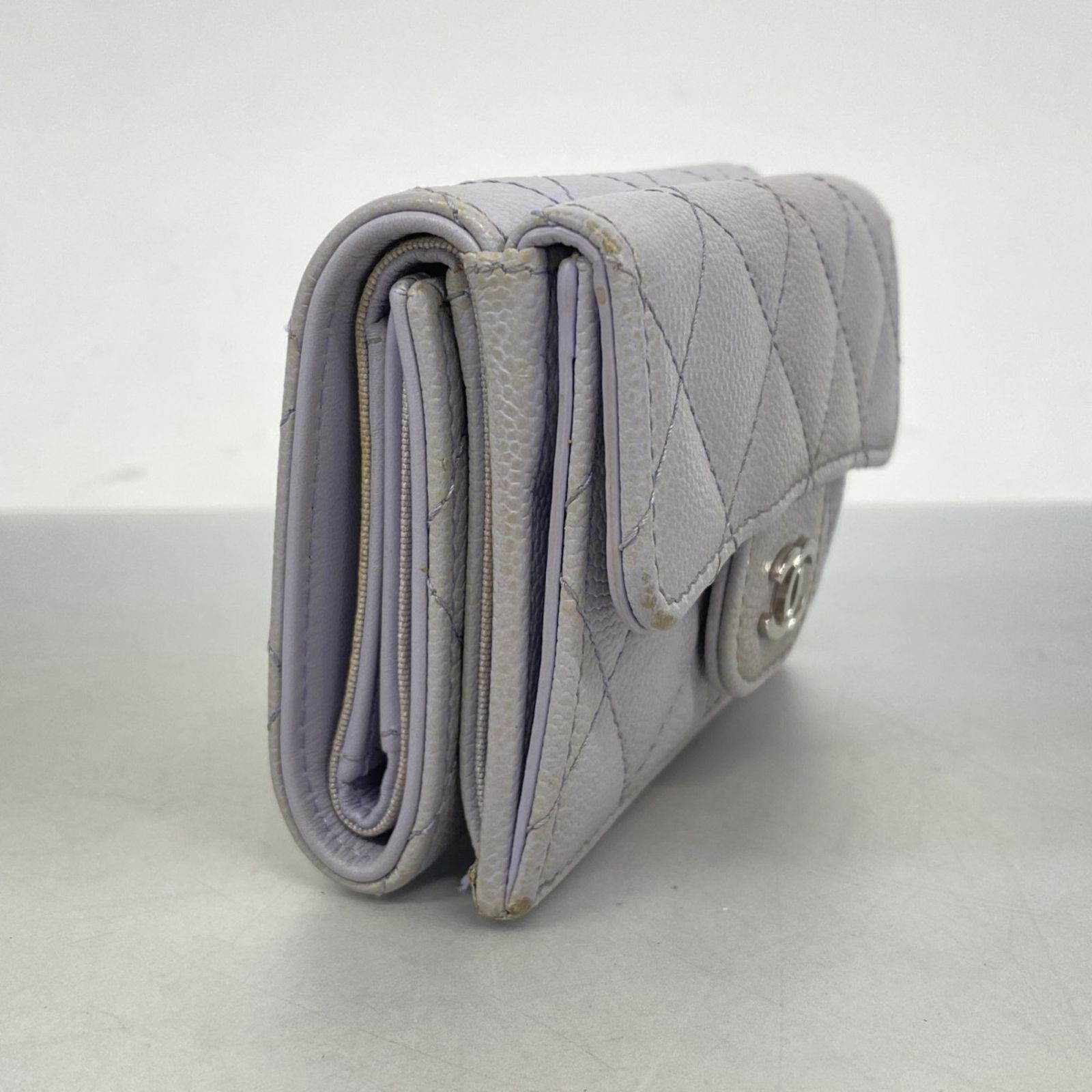 シャネル(Chanel) シャネル 三つ折り財布 マトラッセ キャビアスキン