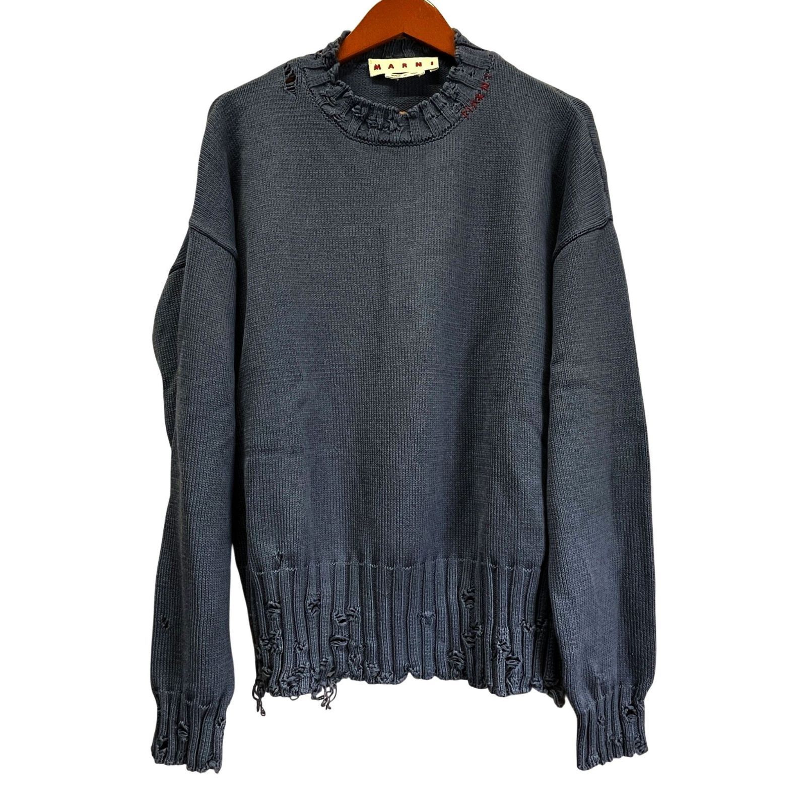 MARNI マルニ GCMG0210A0 UFC652 メンズ クルーネック 長袖 ダメージ 