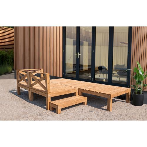全新品 ウッドデッキ 天然木 キット 9点セット 自由な組み合わせ ウッドパネル 家具ガーデンファニチャーバルコニー ベランダ 踏み台付 北欧 キットウッド 新生活【ナチュラル】 1年保証付き