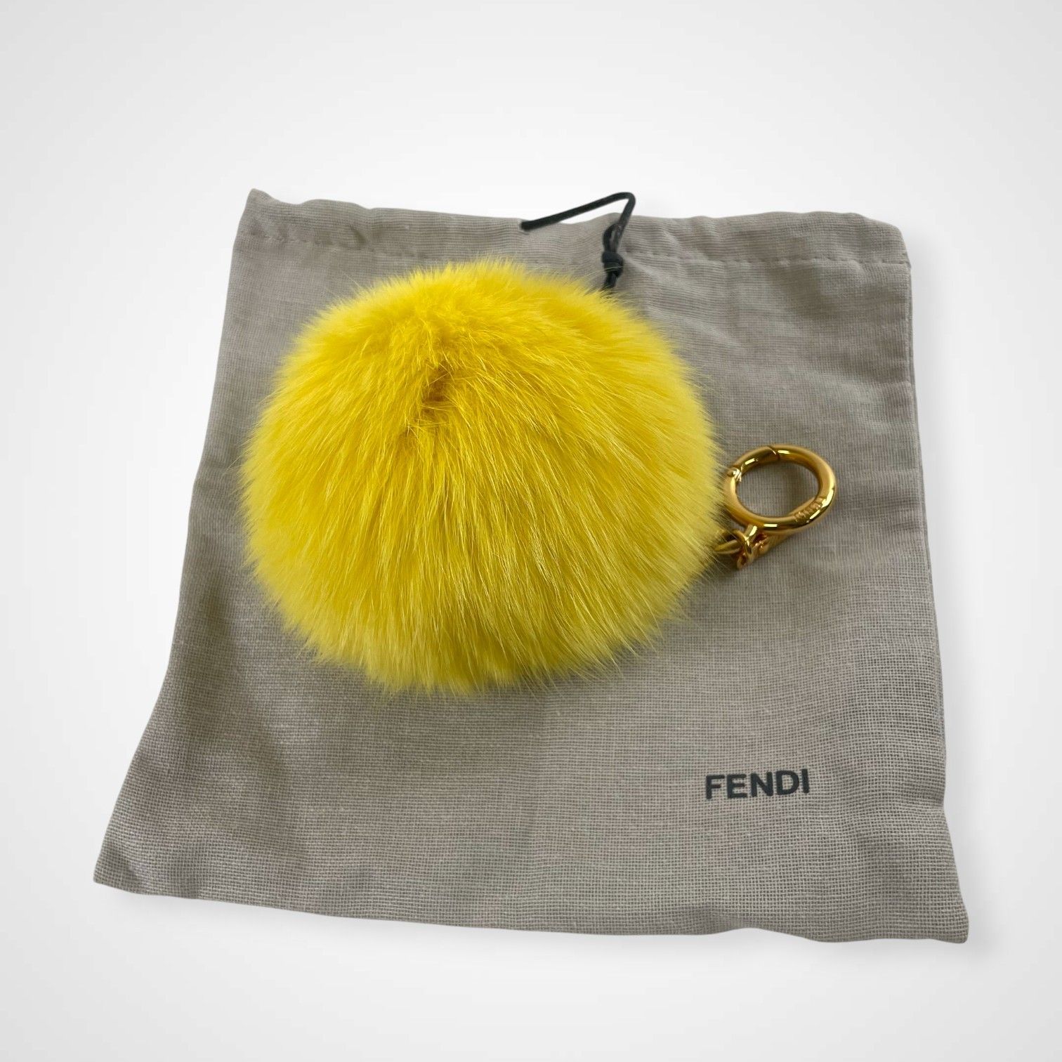 FENDI フェンディ / フォックスファー ポンポンチャーム イエロー 箱付