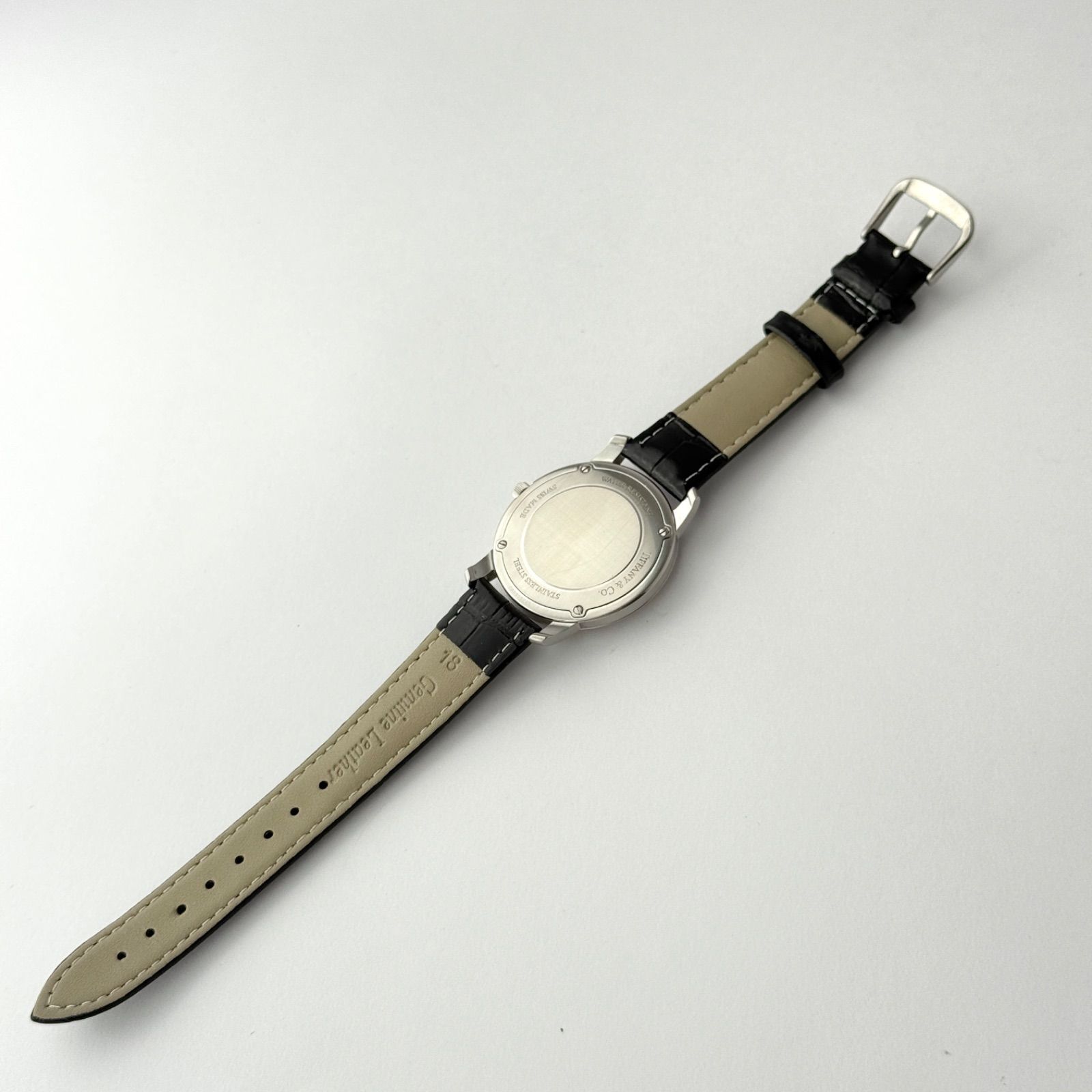 ティファニー マークラウンド 新品ベルト 新品電池 メンズ 腕時計 587