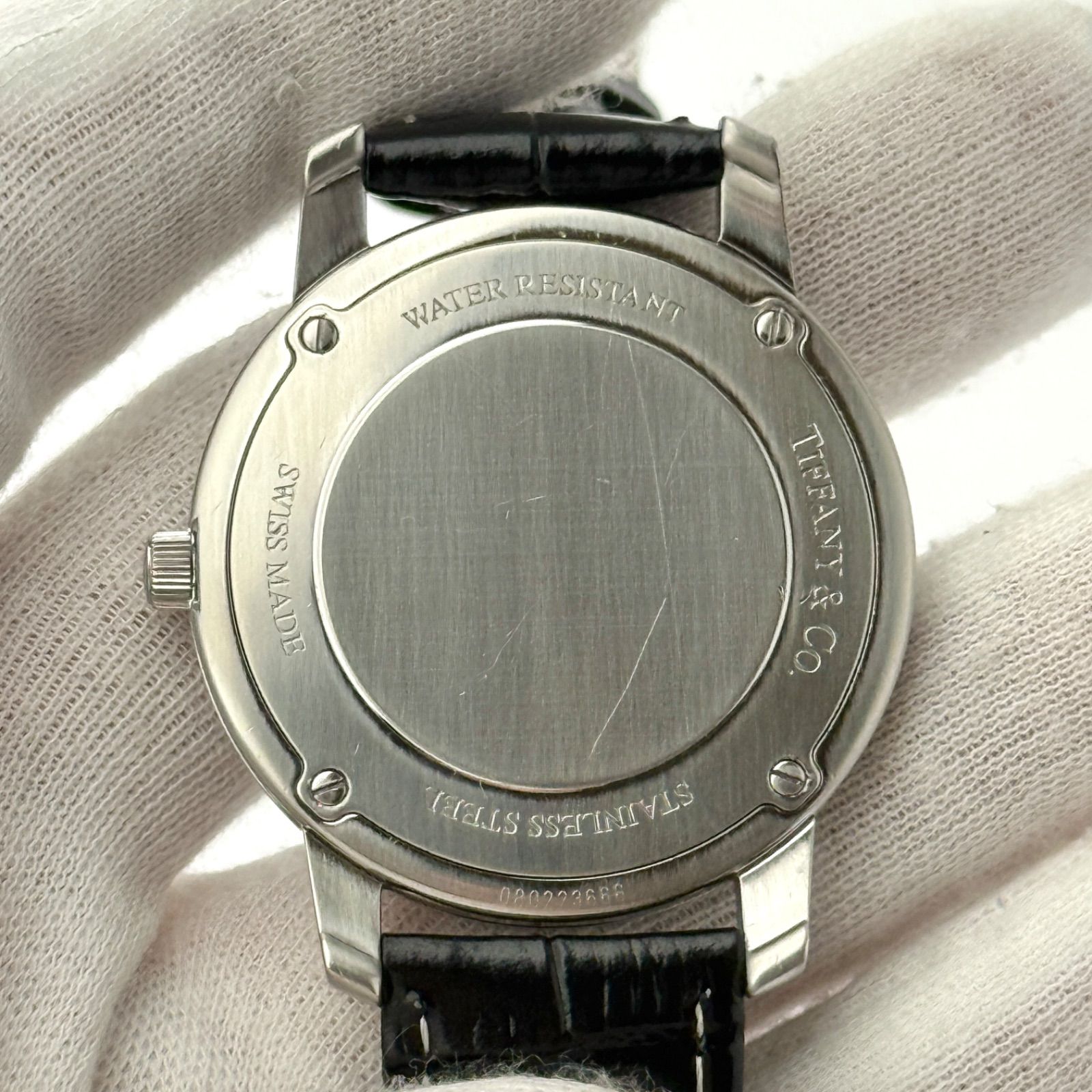 ティファニー マークラウンド 新品ベルト 新品電池 メンズ 腕時計 587