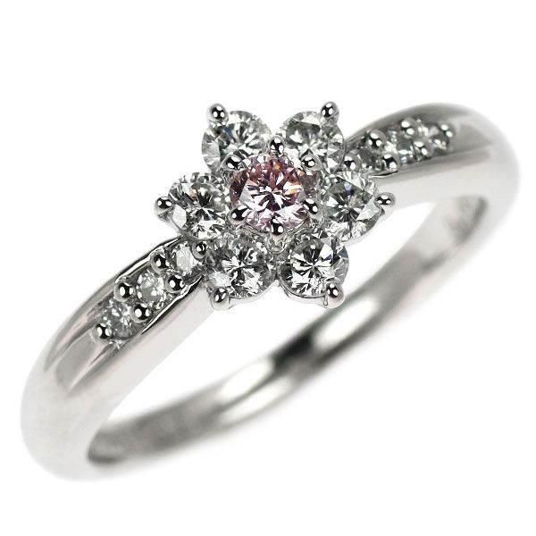希少 Pt900 天然ピンク ダイヤモンド リング 0.108ct FLP SI2 D0.46ct