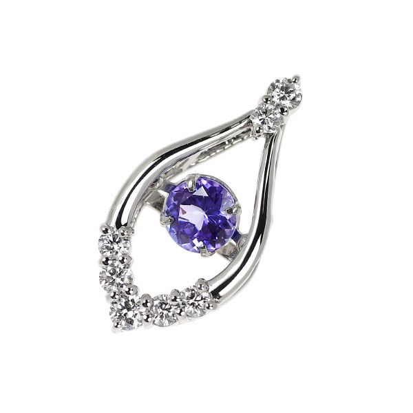Pt900 タンザナイト ダイヤモンド ペンダントトップ 0.49ct 0.25ct