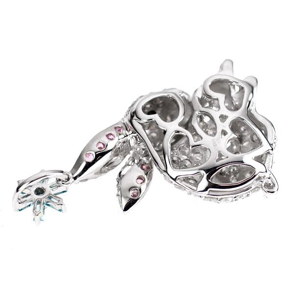 K18WG カラーレス/ブラック/トリートブルーダイヤモンド ピンク