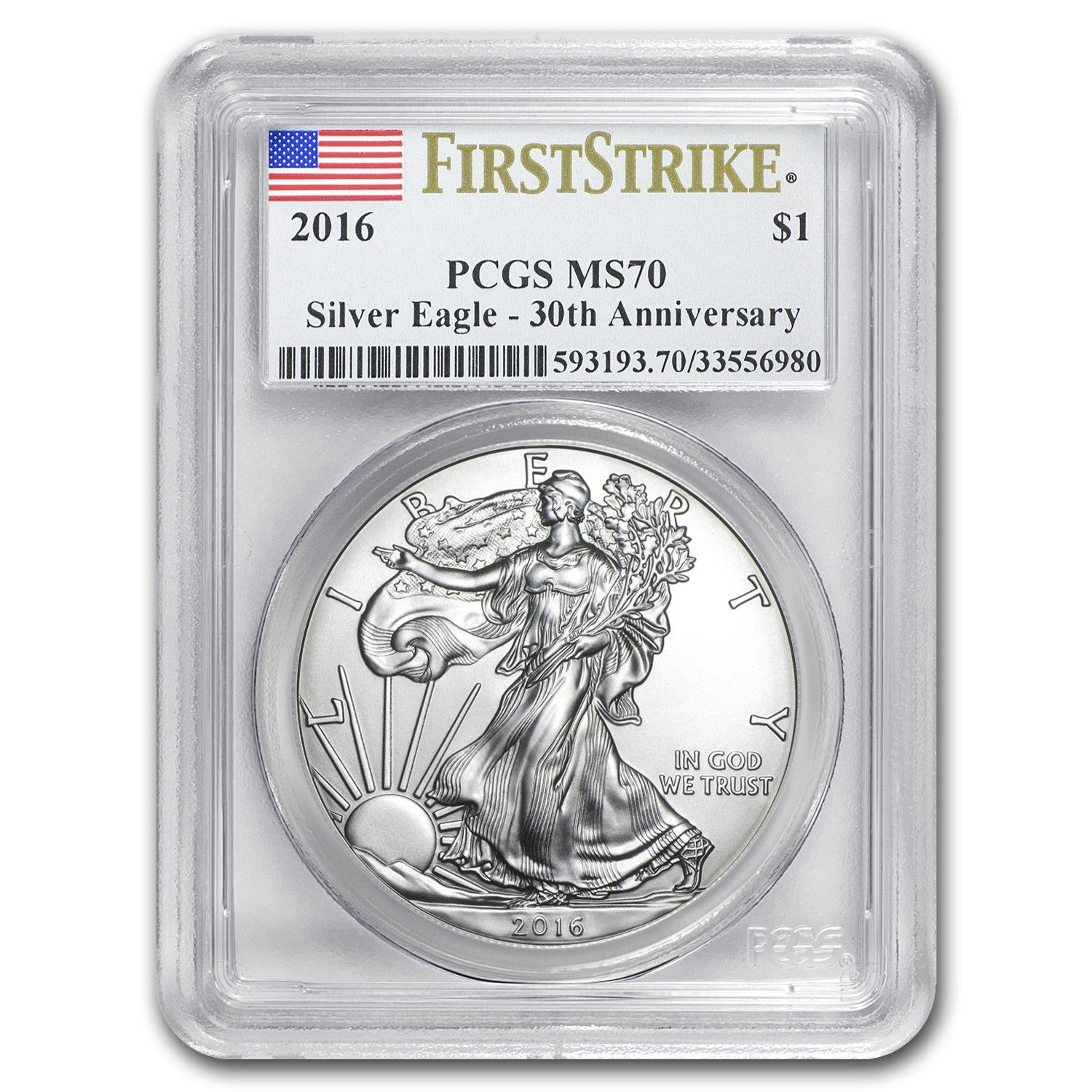 2016年 アメリカン シルバー イーグル MS-70 PCGS (ファースト