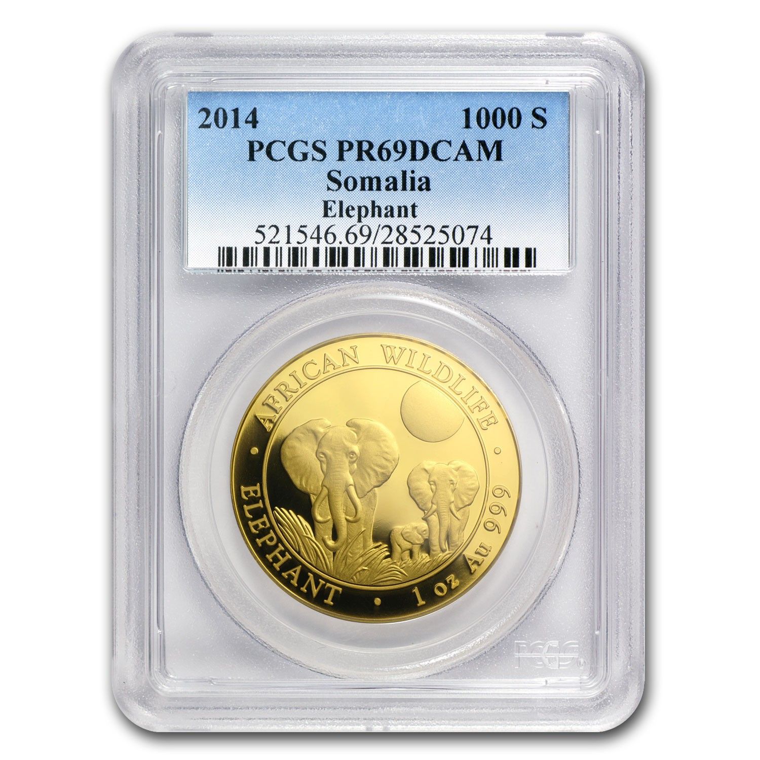 2014年 ソマリア 1オンス プルーフ金貨 アフリカゾウ PR-69 PCGS