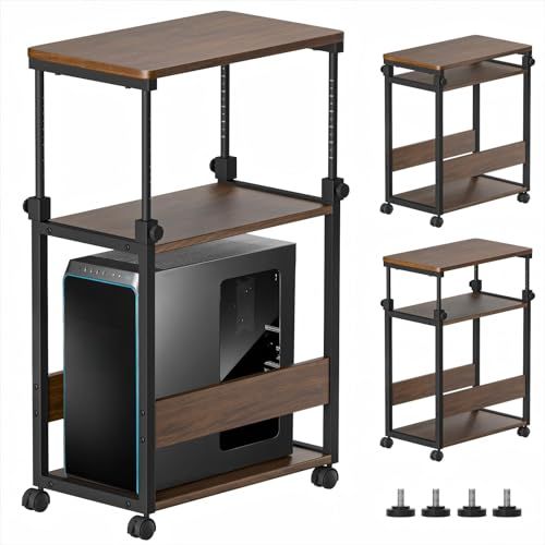 DAIWIN pcラック 昇降式 幅35×奥行60×高さ67?95cm パソコンワゴン