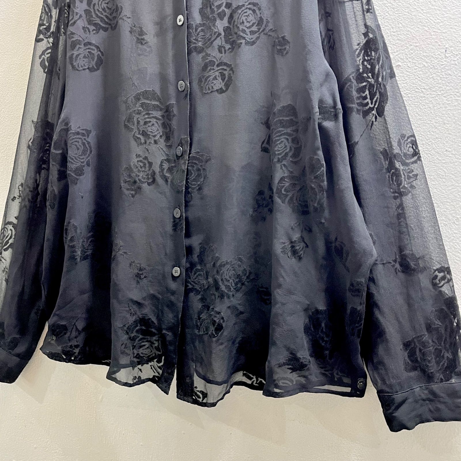 USA 90s ヴィンテージ シアー ブラウス シャツ 花 柄 トップス 