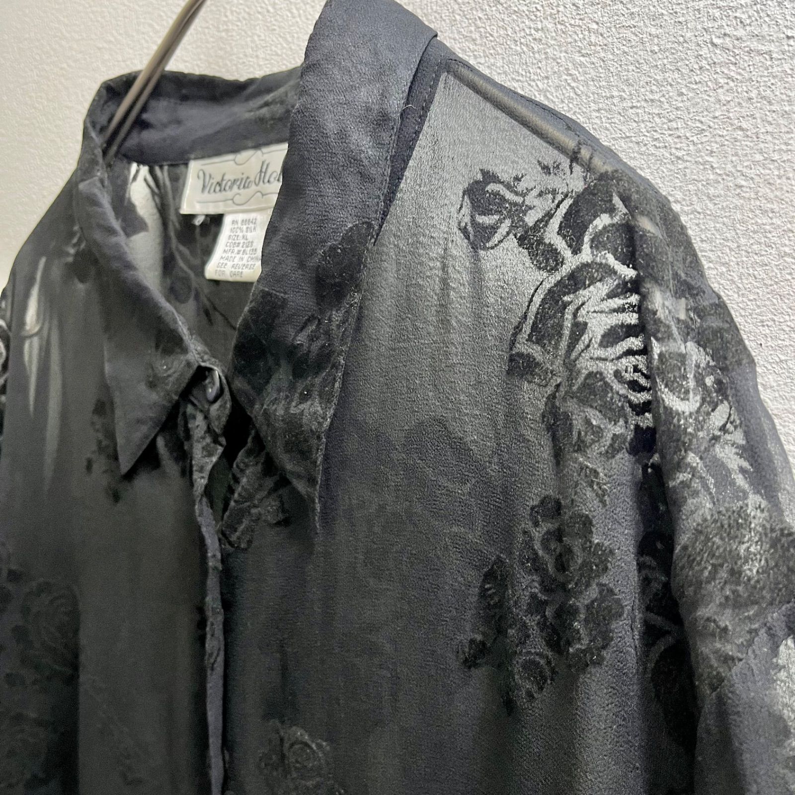 USA 90s ヴィンテージ シアー ブラウス シャツ 花 柄 トップス 