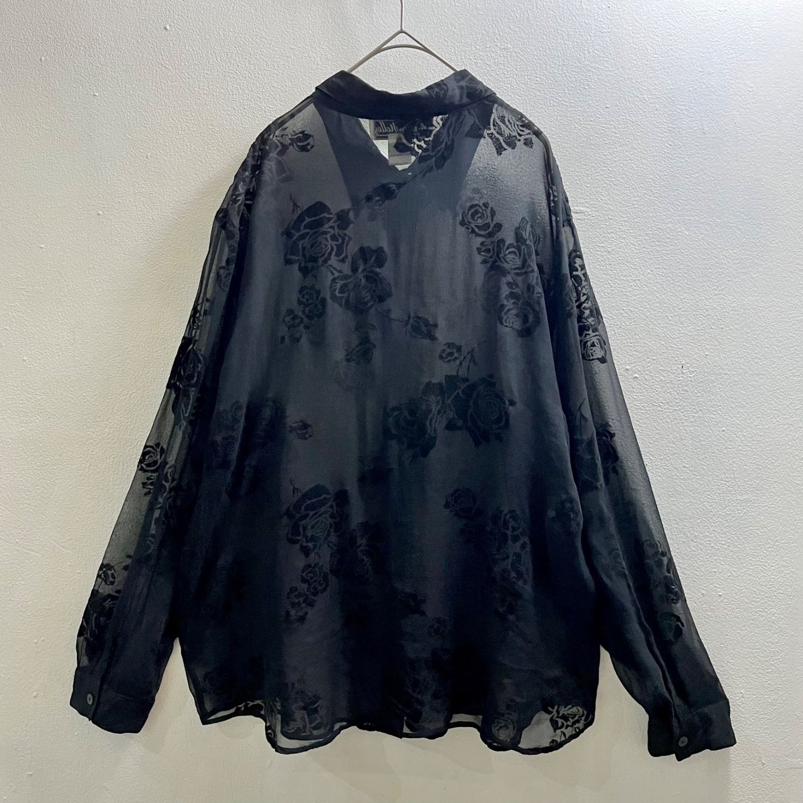 USA 90s ヴィンテージ シアー ブラウス シャツ 花 柄 トップス 