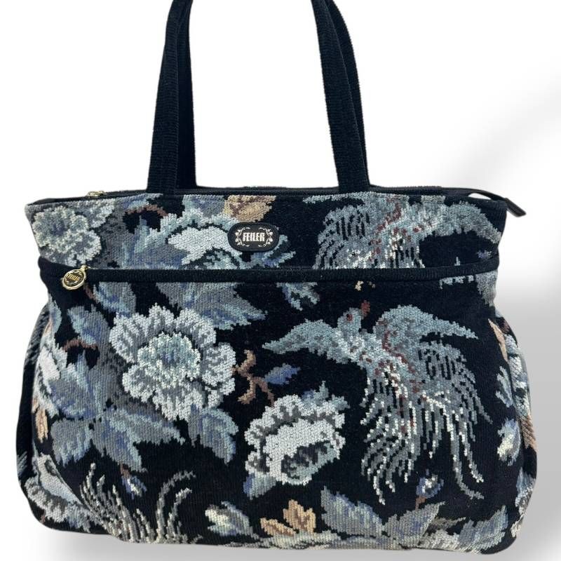 希少☆FAILER フェイラー☆トートバッグ ブラック 花柄 シュニール織り