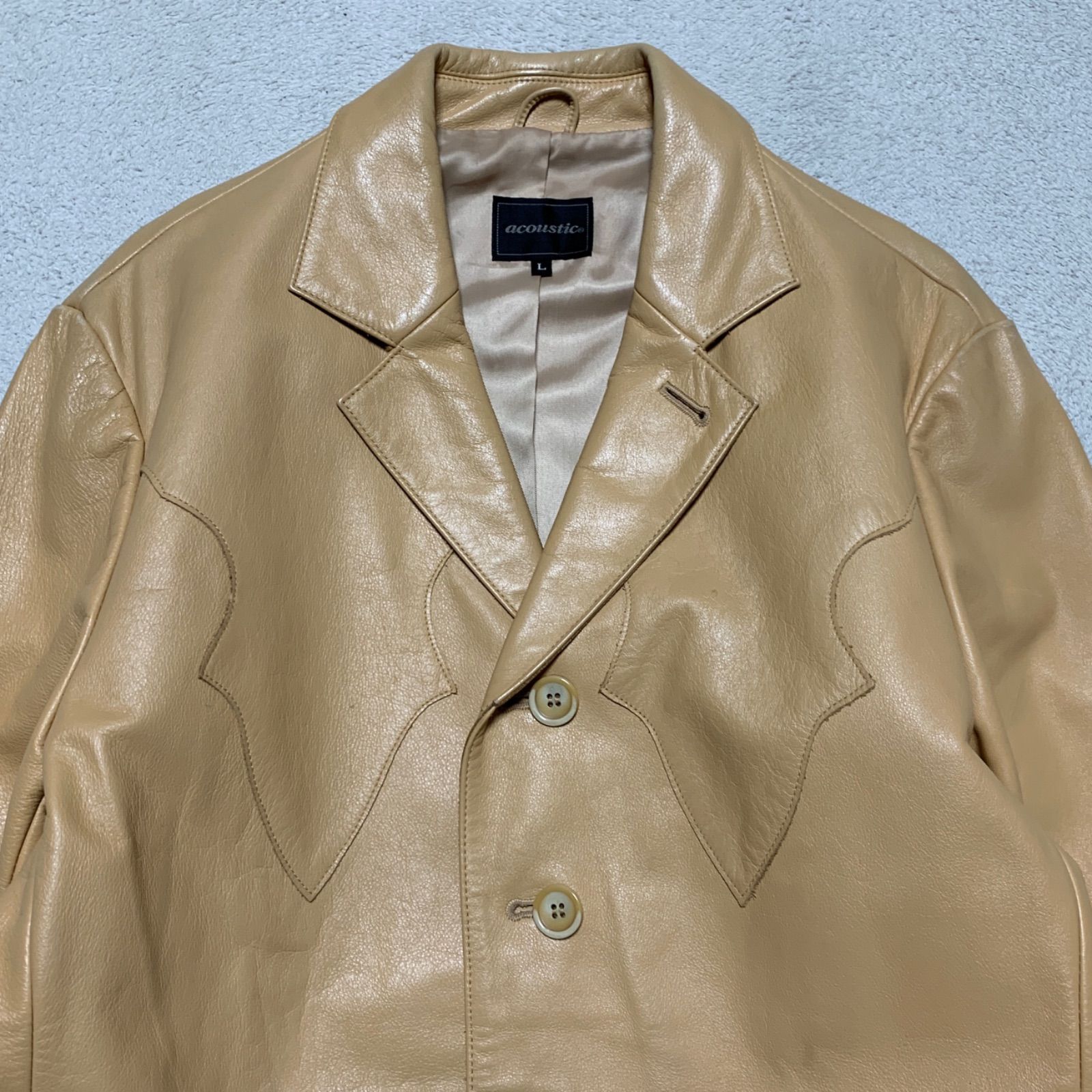 Acoustic レザージャケット テーラードジャケット 牛革 総裏 Lサイズ