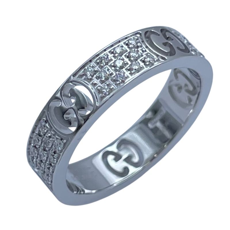 GUCCI AU750 ホワイトゴールドリング グッチ GUCCI グッチ 750 18金ホワイトゴールド アイコン ワイド