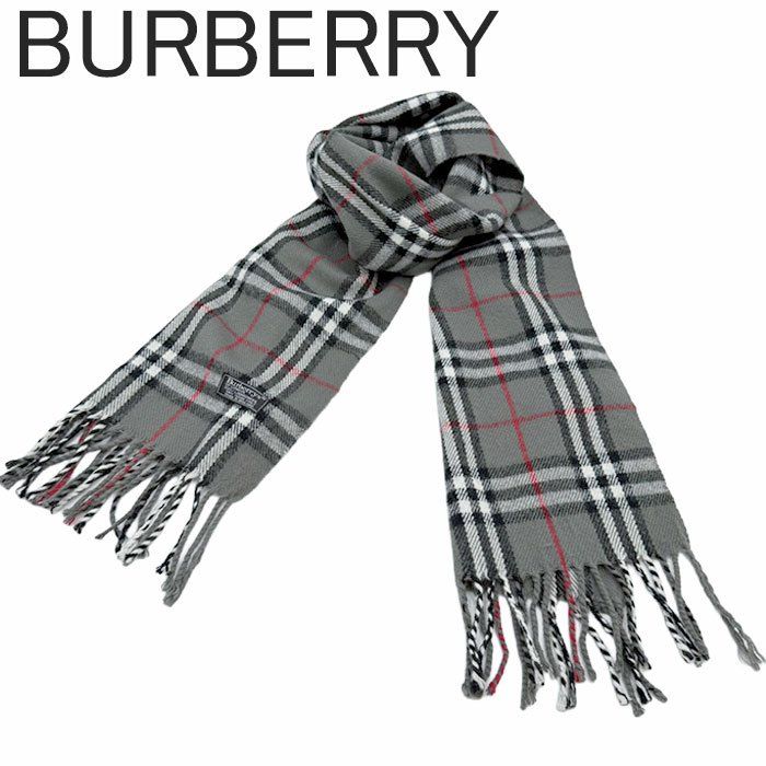 BURBERRY バーバリー マフラー ノバチェック グレー 100％ラムウール