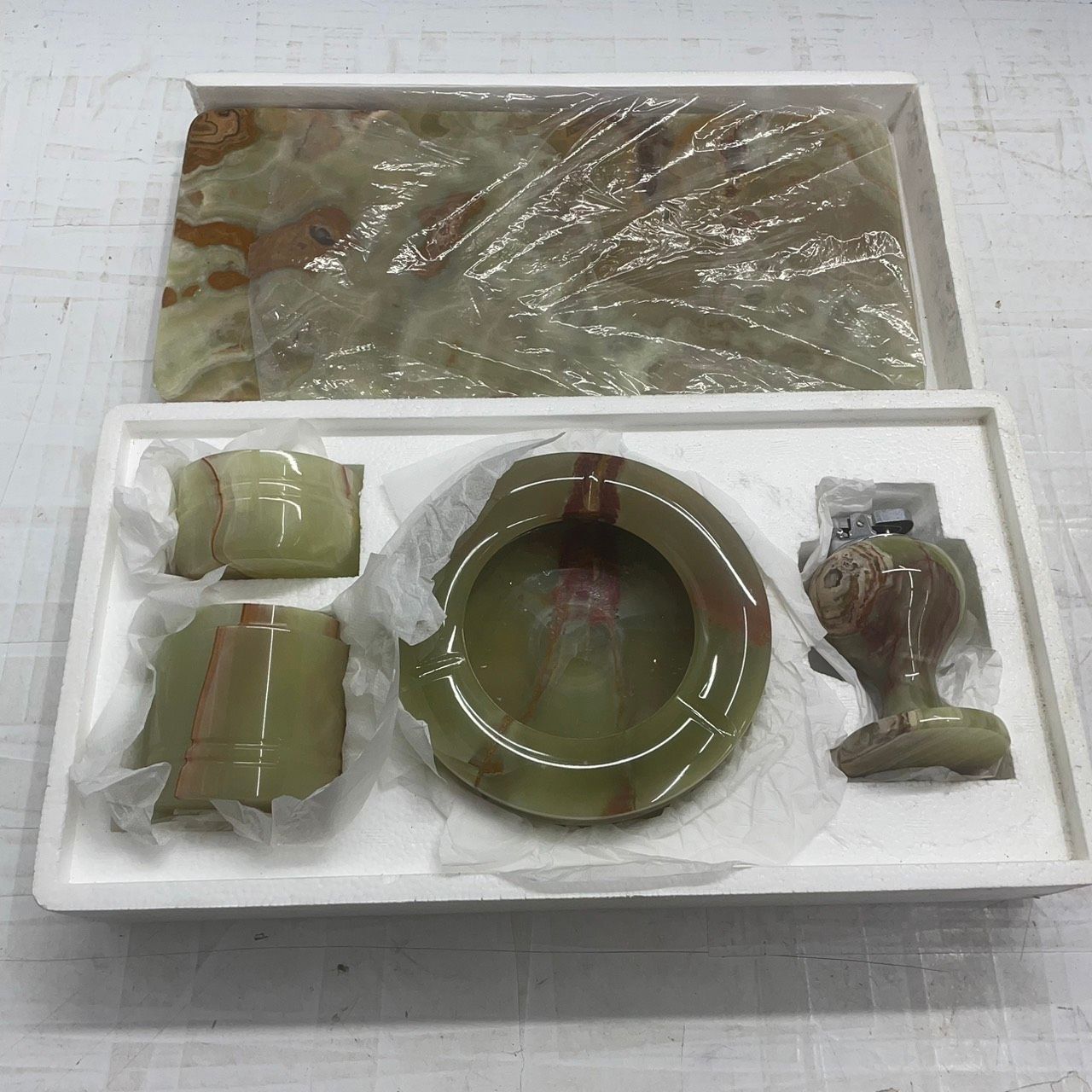 h11774 ONYX オニキス 灰皿 4点セット 大理石 ライター - メルカリ