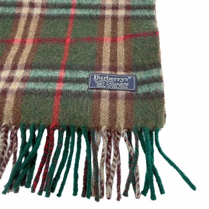 BURBERRY バーバリー マフラー チェック柄 グリーン系 カシミヤ100