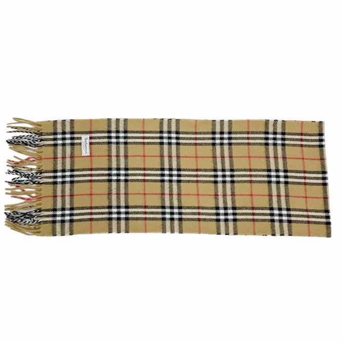 BURBERRY バーバリー マフラー ノバチェック ベージュ フリンジ ウール