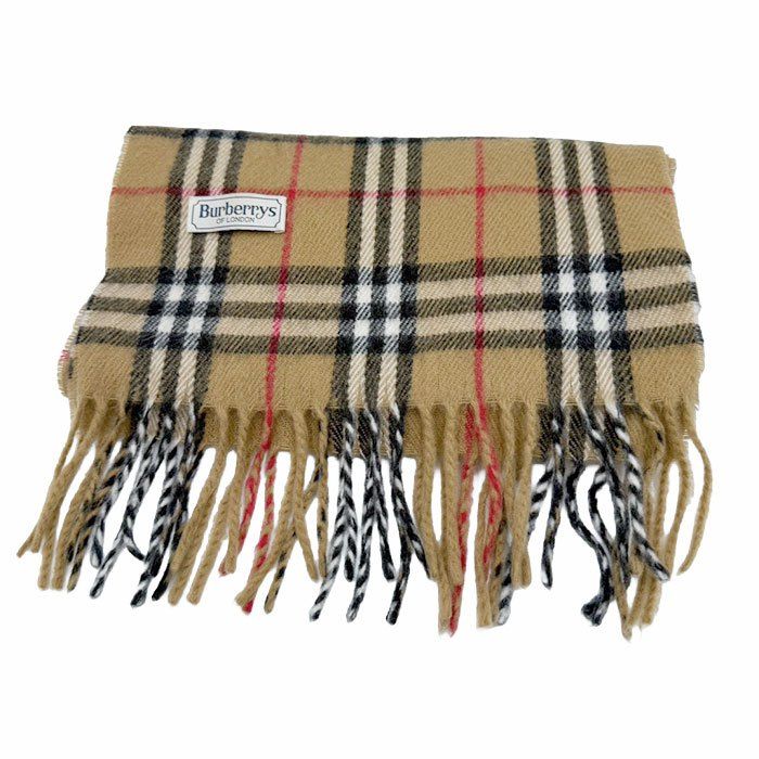 BURBERRY バーバリー マフラー ノバチェック ベージュ フリンジ ウール