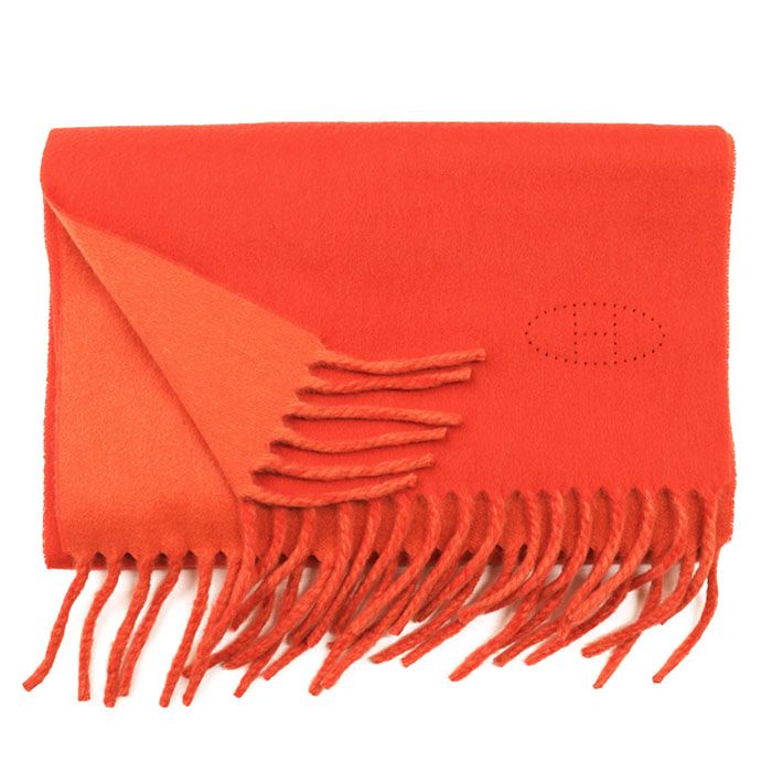 極美品】HERMES エルメス マフラー カシミヤ100% H ロゴ パンチング