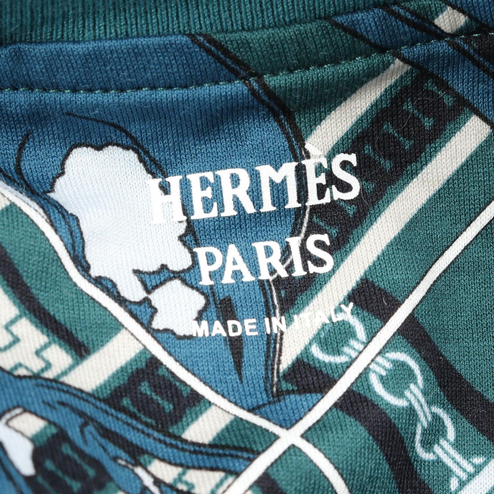 HERMES - エルメス HERMES En Desordre et Chaines カットソー 衣料品 トップス コットン レディース ブラック系 / オレンジ系 / アイボリー系 3H4627DX 【中古】 エルメス HERMES カットソー En Desordre et Chaines - コットン 半袖