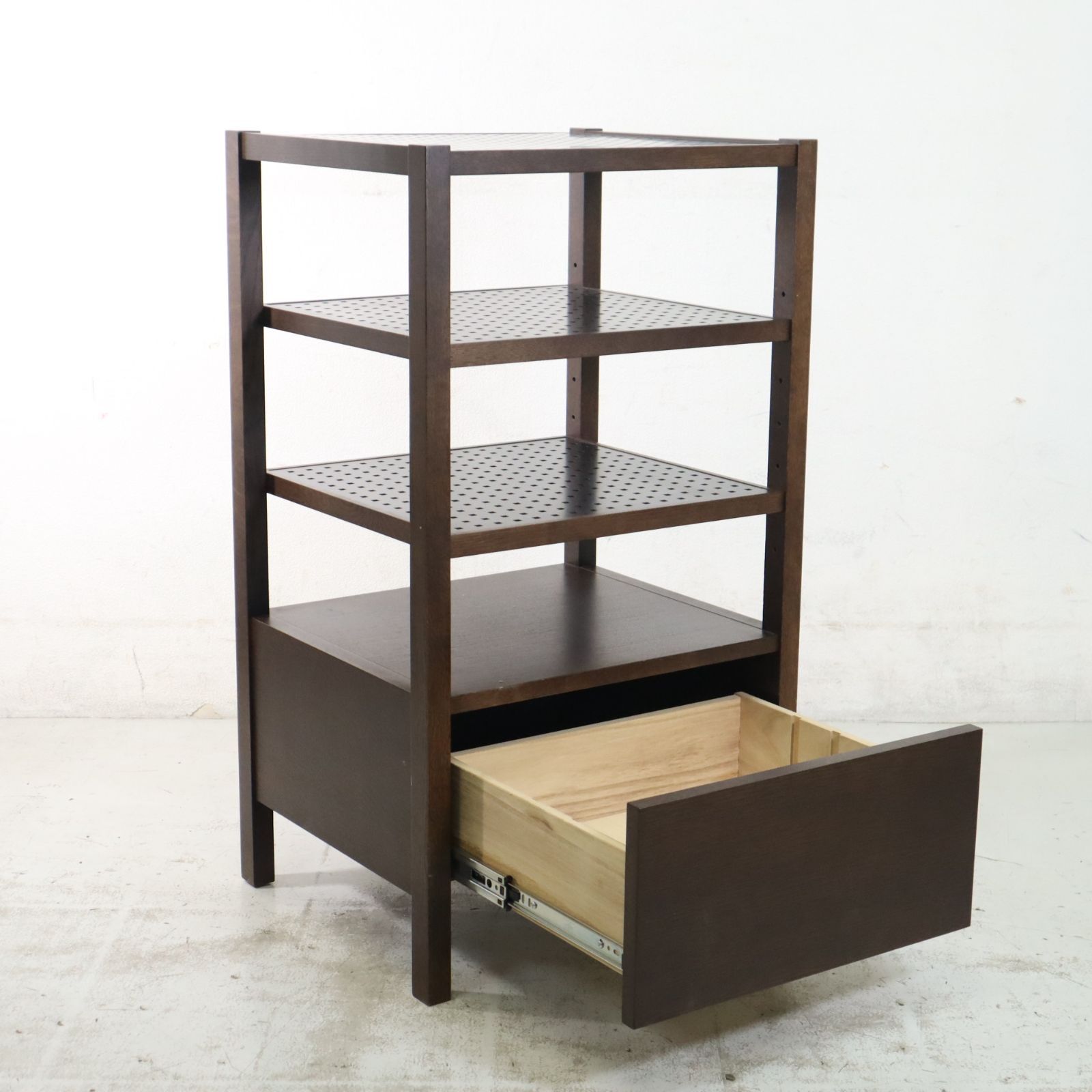 飛騨の家具 柏木工 シェルフ パンチング棚 引き出し付き ナラ材 MLK21