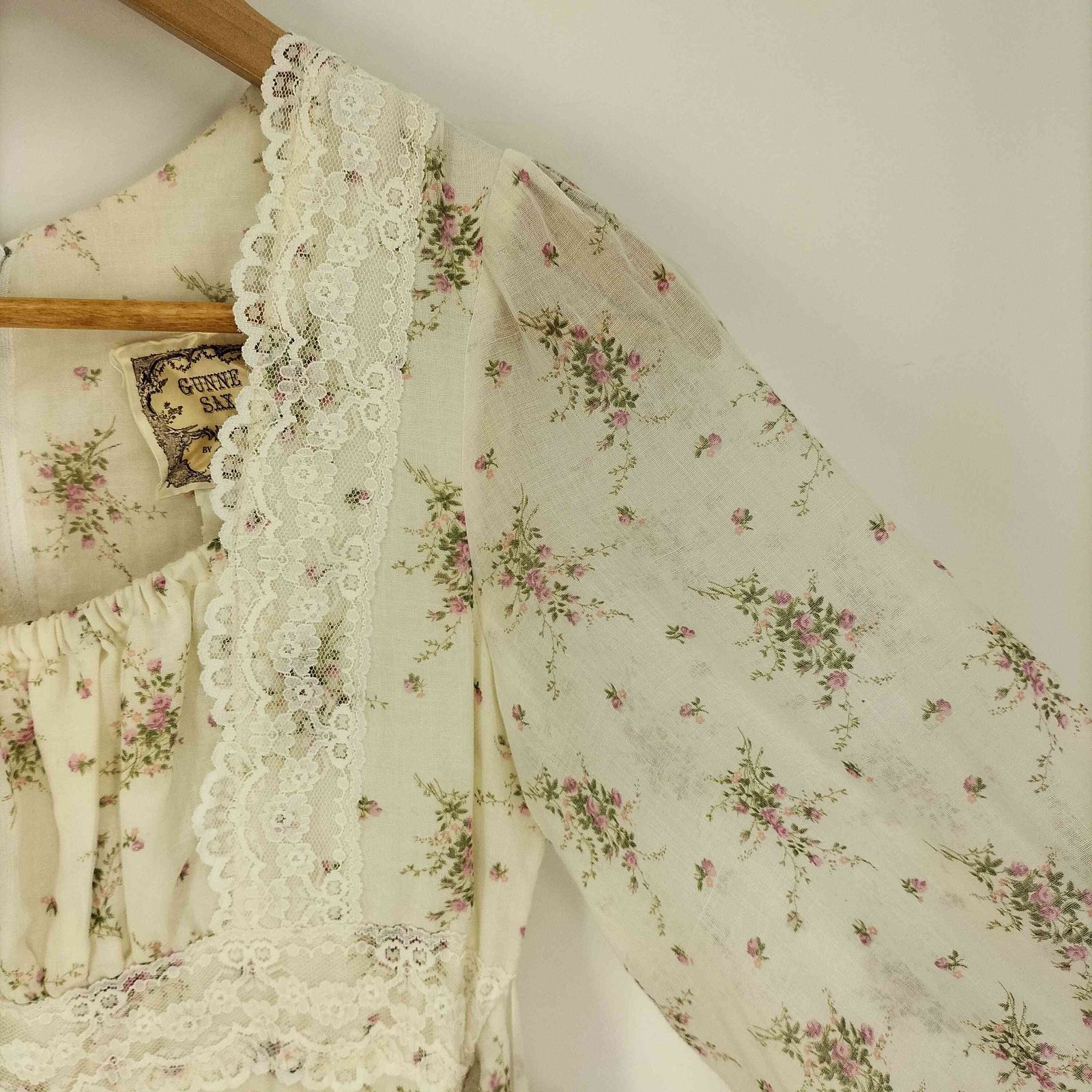 ガニーサックス GUNNE SAX 70-80S 紙タグ 花柄 レース ウール レーヨン