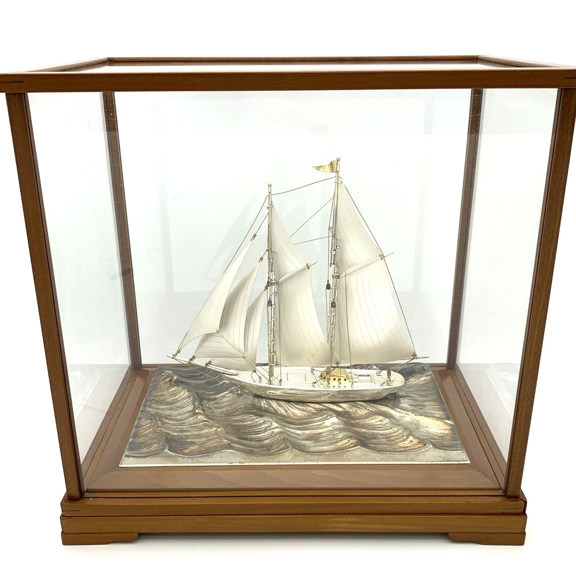 銀製ヨット 帆船 置物 2本マスト スターリングシルバー 工芸品 東京