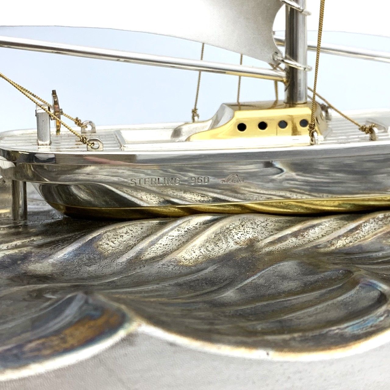 銀製ヨット 帆船 置物 2本マスト スターリングシルバー 工芸品 東京