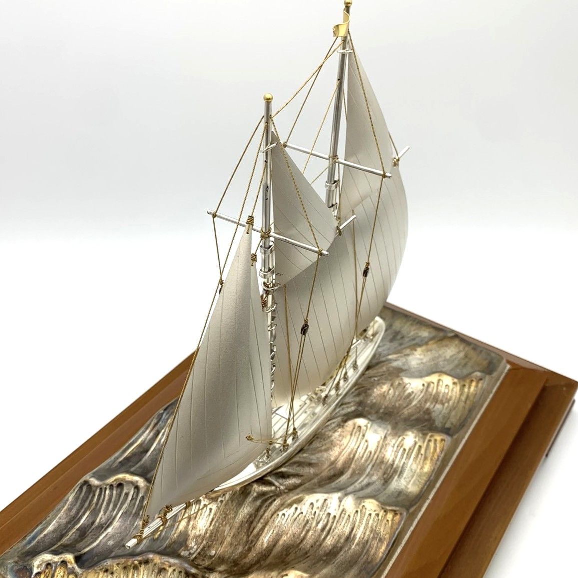 銀製ヨット 帆船 置物 2本マスト スターリングシルバー 工芸品 東京