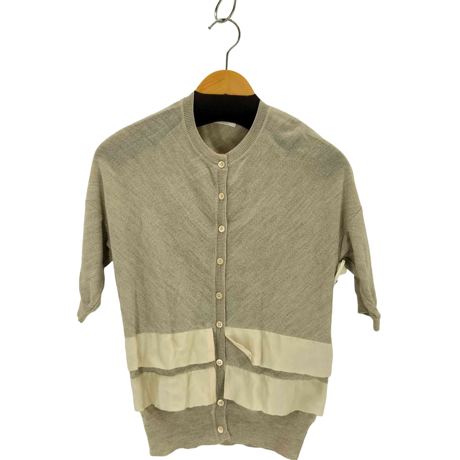 【美品】Chloe クロエ ニットカーディガン ノーカラー XS ゴールド 美品Chloe クロエ ニットカーディガン ノーカラー XS ゴールド クロエ