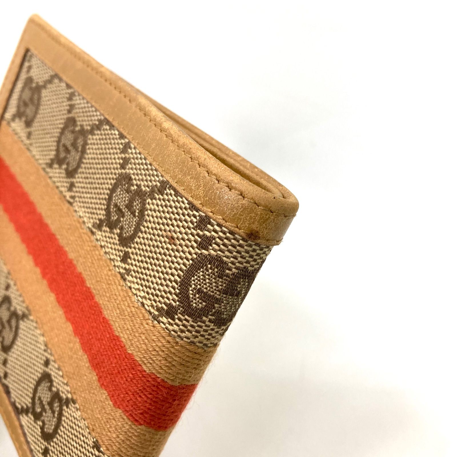 GUCCI】グッチ GGキャンバス シェリーライン 二つ折り財布 コンパクト
