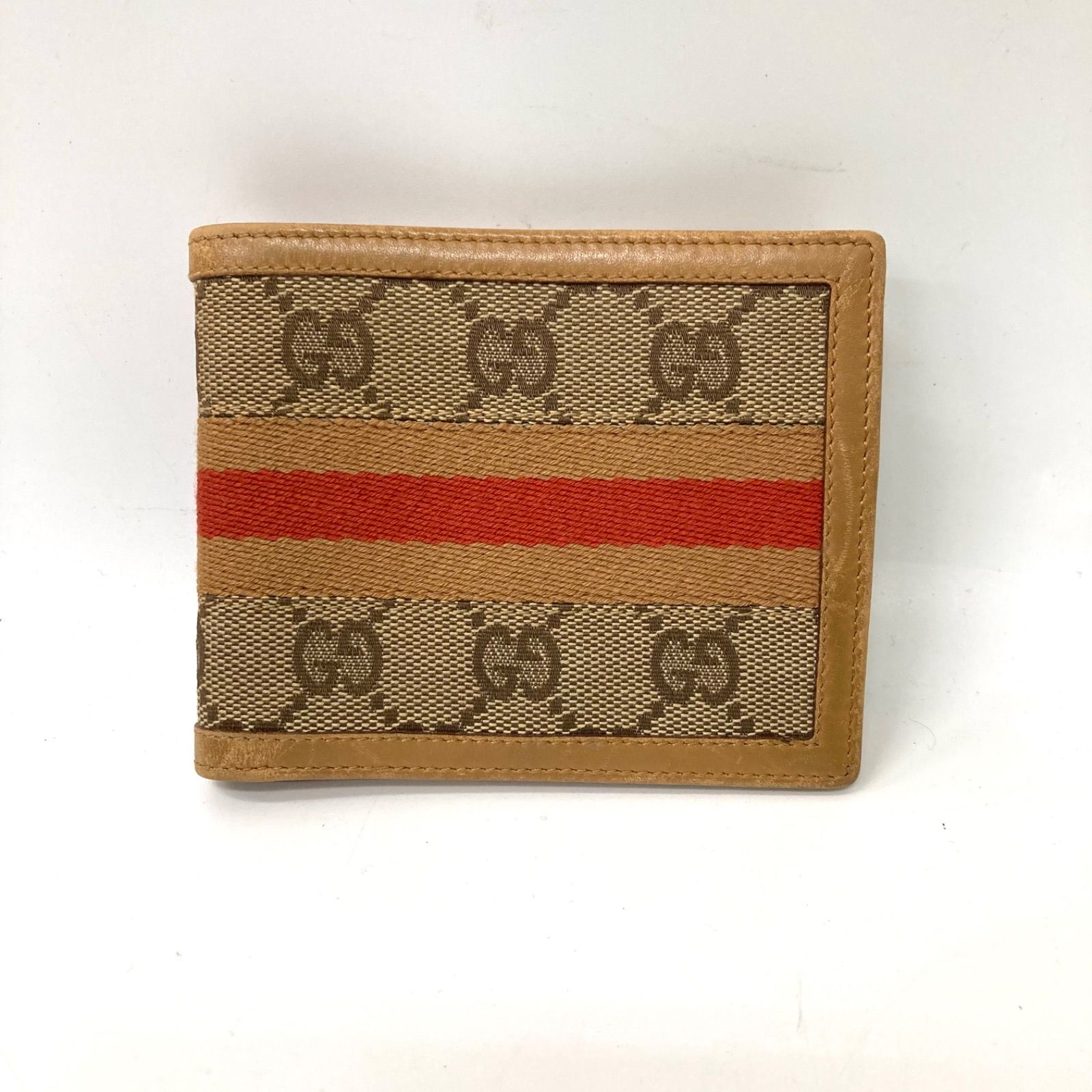 GUCCI】グッチ GGキャンバス シェリーライン 二つ折り財布 コンパクト