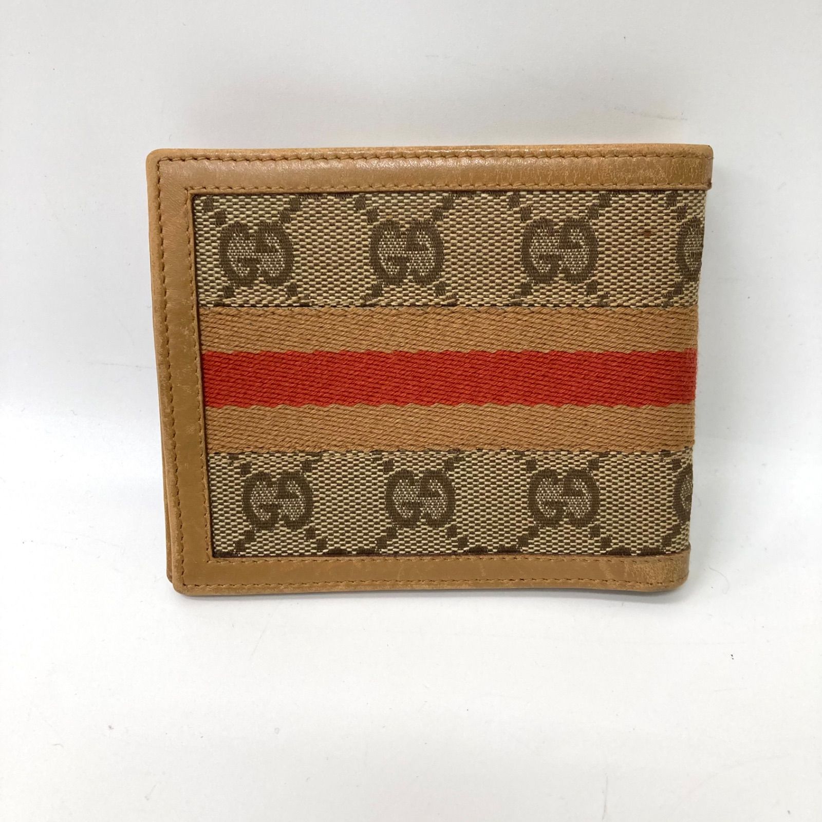 GUCCI】グッチ GGキャンバス シェリーライン 二つ折り財布 コンパクト