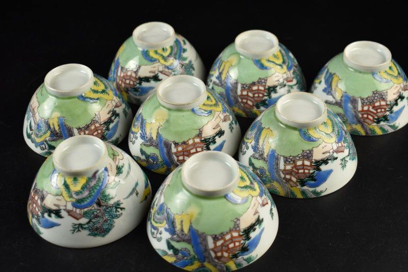 蔵A5980】中国古美術 康熙色絵金縁煎茶碗 八客 古箱付 - メルカリ