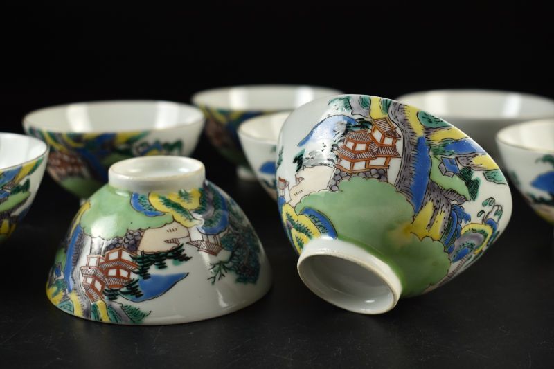 蔵A5980】中国古美術 康熙色絵金縁煎茶碗 八客 古箱付 - メルカリ