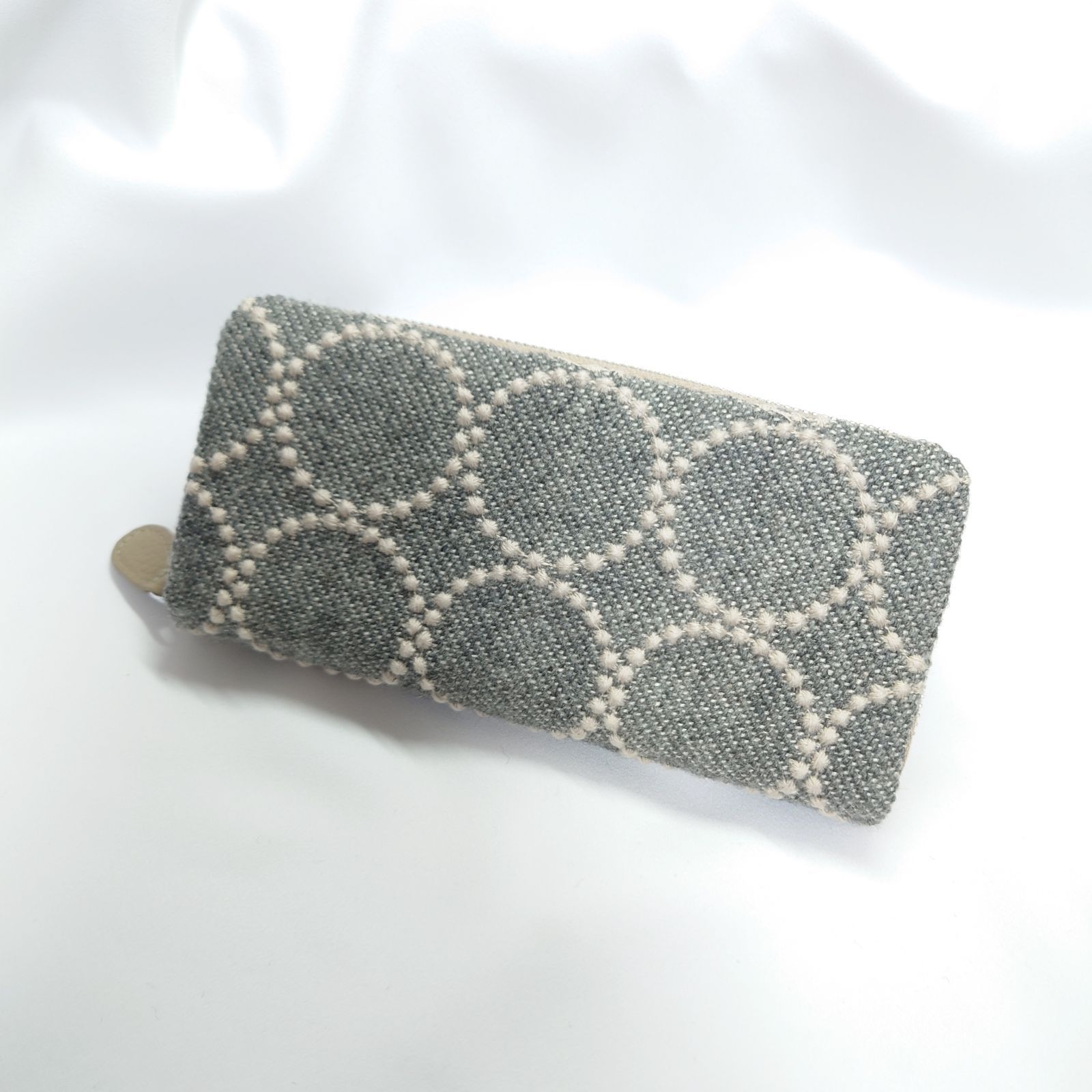 受注製作】 シンプル グレー×ベージュ 本革ギャルソン長財布