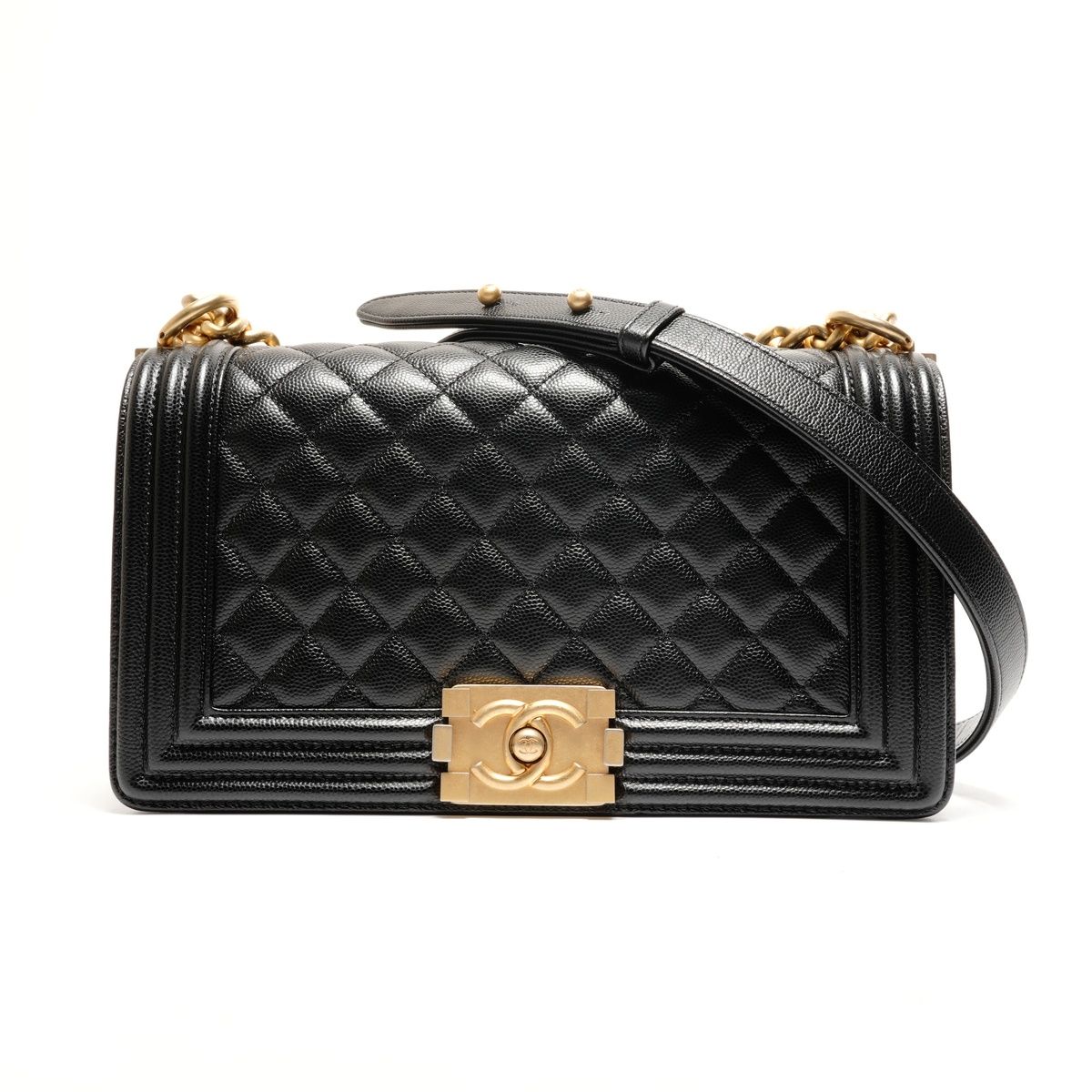 CHANEL シャネル ショルダーバッグ 27番台 2019 キャビアスキン ボーイ 