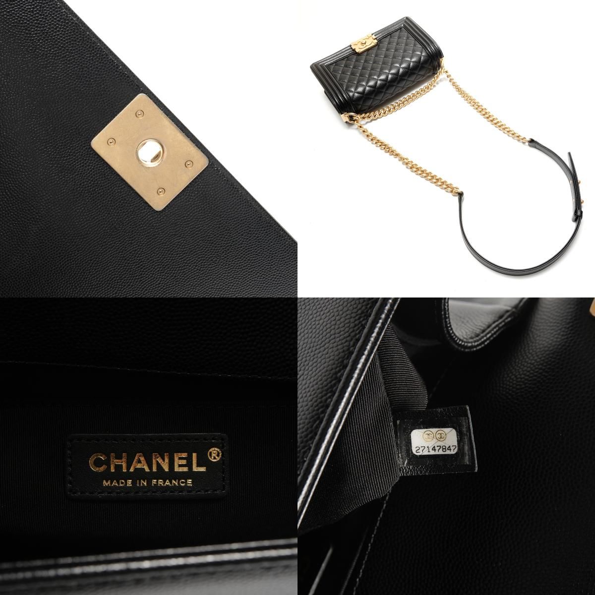 CHANEL シャネル ショルダーバッグ 27番台 2019 キャビアスキン ボーイ 